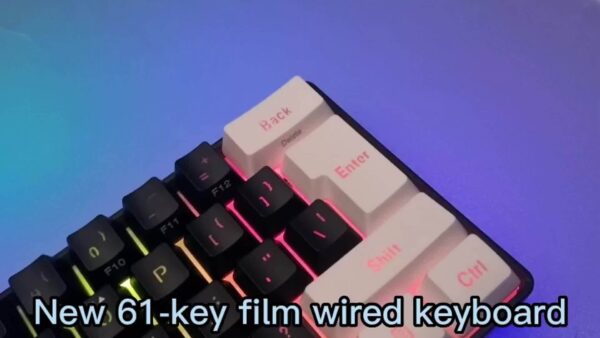 HXSJ Teclado y ratón ergonómicos compactos RGB del 60% y ratón para juegos, mini con cable de 61 teclas, cubierta trasera de luz RGB intercambiable, detección de movimiento óptico, material ABS, con teclado y ratón, para portátil, PC, Mac, PS4, Xbox - Imagen 8