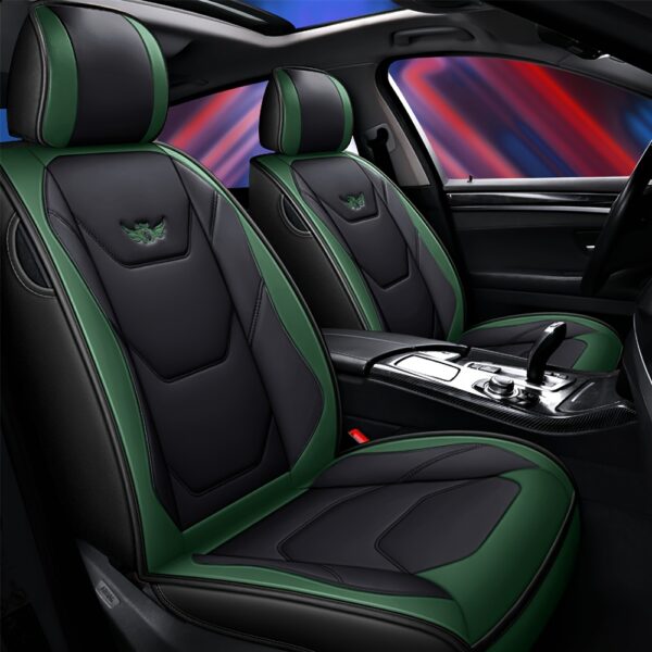 1pc Funda de Asiento de Coche de Cuero PU Ajustable, Protector de Asiento Delantero Transpirable con Compatibilidad de Cojín de Seguridad, Relleno de Esponja, Tejido No Textil, Diseño Ergonómico Elegante con Costuras de Acento Rojo, Disponible en Negro/Marrón/Beige/Azul/Rojo/Taupe, Compatible con la Mayoría de Modelos de Coches - Imagen 4