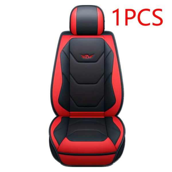 1pc Funda de Asiento de Coche de Cuero PU Ajustable, Protector de Asiento Delantero Transpirable con Compatibilidad de Cojín de Seguridad, Relleno de Esponja, Tejido No Textil, Diseño Ergonómico Elegante con Costuras de Acento Rojo, Disponible en Negro/Marrón/Beige/Azul/Rojo/Taupe, Compatible con la Mayoría de Modelos de Coches - Imagen 13