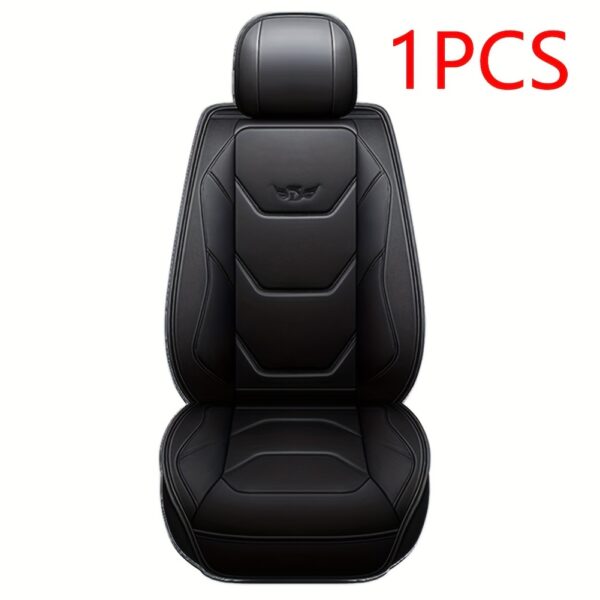 1pc Funda de Asiento de Coche de Cuero PU Ajustable, Protector de Asiento Delantero Transpirable con Compatibilidad de Cojín de Seguridad, Relleno de Esponja, Tejido No Textil, Diseño Ergonómico Elegante con Costuras de Acento Rojo, Disponible en Negro/Marrón/Beige/Azul/Rojo/Taupe, Compatible con la Mayoría de Modelos de Coches - Imagen 8