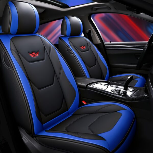 1pc Funda de Asiento de Coche de Cuero PU Ajustable, Protector de Asiento Delantero Transpirable con Compatibilidad de Cojín de Seguridad, Relleno de Esponja, Tejido No Textil, Diseño Ergonómico Elegante con Costuras de Acento Rojo, Disponible en Negro/Marrón/Beige/Azul/Rojo/Taupe, Compatible con la Mayoría de Modelos de Coches - Imagen 10