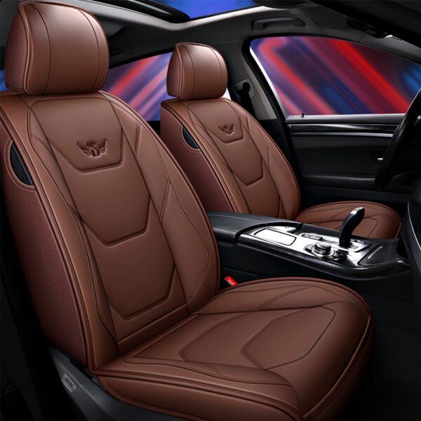 1pc Funda de Asiento de Coche de Cuero PU Ajustable, Protector de Asiento Delantero Transpirable con Compatibilidad de Cojín de Seguridad, Relleno de Esponja, Tejido No Textil, Diseño Ergonómico Elegante con Costuras de Acento Rojo, Disponible en Negro/Marrón/Beige/Azul/Rojo/Taupe, Compatible con la Mayoría de Modelos de Coches - Imagen 12